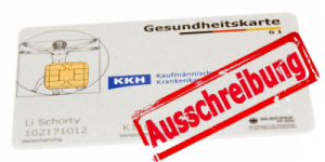 Abbildung: Gesundheitskarte der KKH mit Stempelabdruck "Ausschreibung"